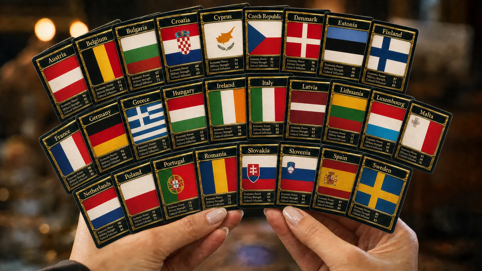 The European Countries as Playing Cards. AI Generated.